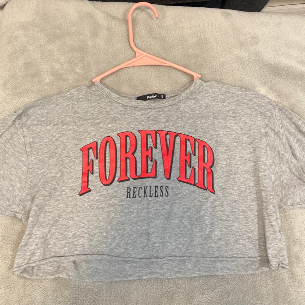 Gray, Crop top with labeling on the front